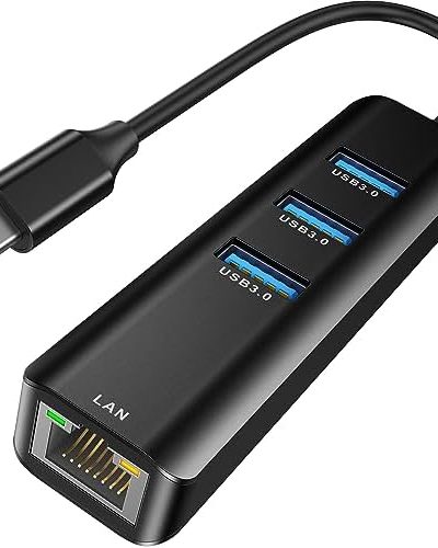 USB C to Ethernet Adapter, ABLEWE 4-in-1 RJ45 to USB-C/Thunderbolt 3 to Gigabit Ethernet LAN Network