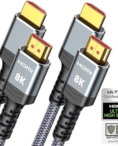 10K 8K HDMI 2.1 Cable 2-Pack 6.6FT, Highwings Certified 48Gbps Ultra High Speed Slim HDMI Cord,