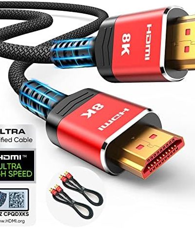 Highwings 2-Pack 8K HDMI Cables 2.1 6.6FT/2M, Certified 10K 48Gbps 1ms HDMI, Ultra High Speed
