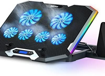 TopMate C11 Laptop Cooling Pad RGB Gaming Notebook Cooler, Laptop Fan Stand Adjustable Height with 6